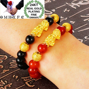 OMHXFC Vintage PIXIU Lucky Beads 24KT Bracelet BE351