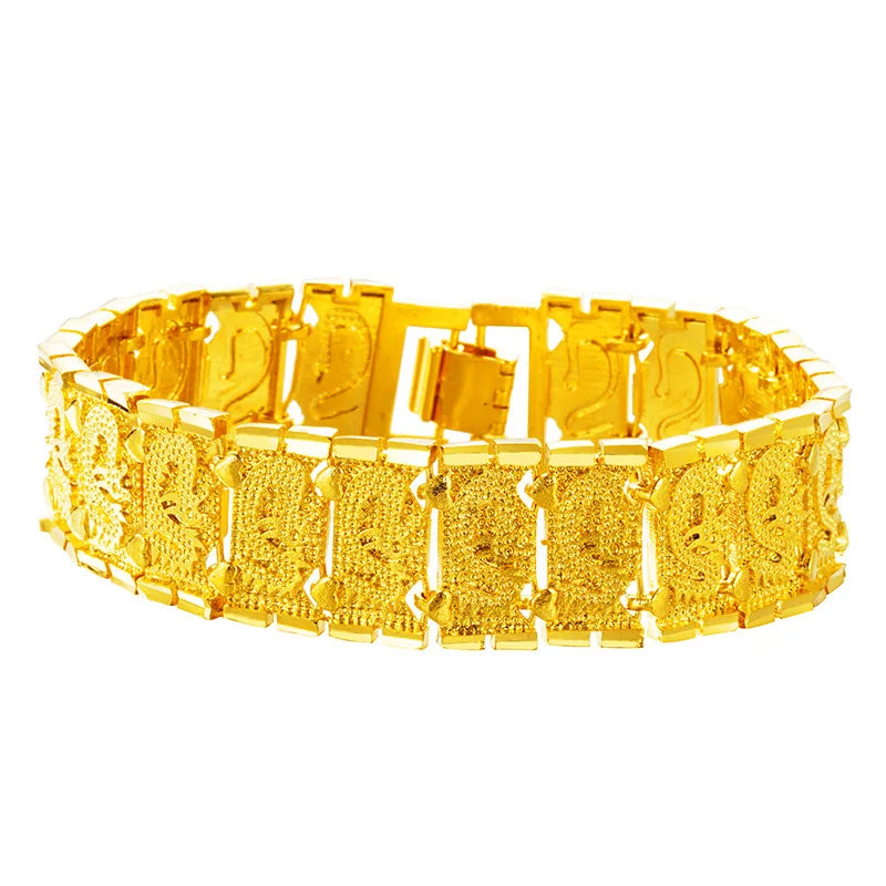 OMHXFC Dragon Wide Watch Chain 24KT Bracelet BE347