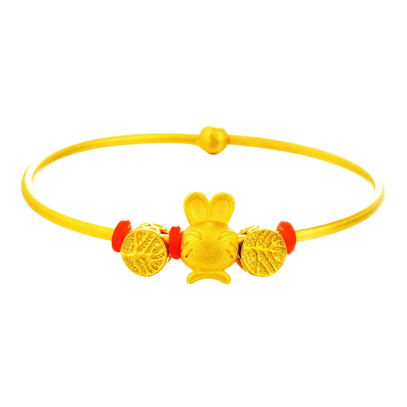 European Bride Party Rabbit Beads 24KT Bracelet Bangle BE324