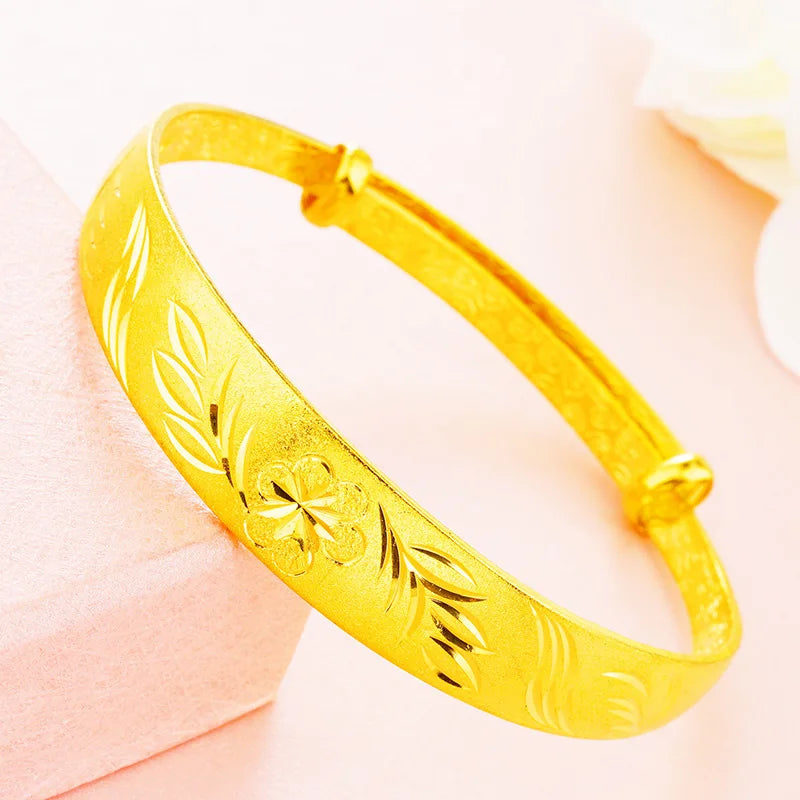 Vintage Flower 24KT Bangle BE297 European Hot Woman Female Party Birthday Gift