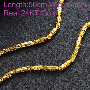 OMHXFC 24KT Chain Necklace NL49 Long Wide Beads Cylinder Party Wedding Gift