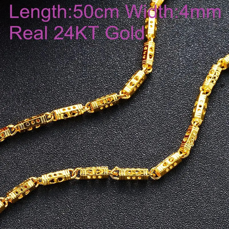 OMHXFC 24KT Chain Necklace NL49 Long Wide Beads Cylinder Party Wedding Gift
