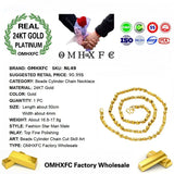 OMHXFC 24KT Chain Necklace NL49 Long Wide Beads Cylinder Party Wedding Gift