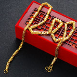 OMHXFC 24KT Chain Necklace NL49 Long Wide Beads Cylinder Party Wedding Gift