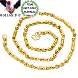 OMHXFC 24KT Chain Necklace NL49 Long Wide Beads Cylinder Party Wedding Gift