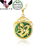 OMHXFC European Man Party Birthday Wedding Dragon Green Jade Pendant Necklace