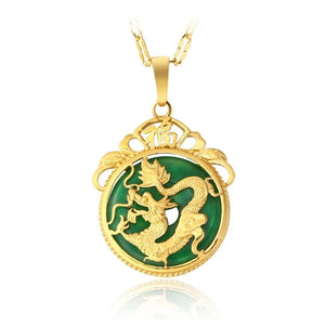 OMHXFC European Man Party Birthday Wedding Dragon Green Jade Pendant Necklace