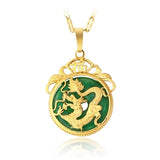 OMHXFC European Man Party Birthday Wedding Dragon Green Jade Pendant Necklace