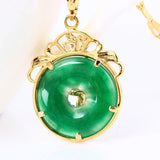 OMHXFC European Man Party Birthday Wedding Dragon Green Jade Pendant Necklace