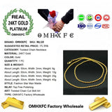 European Man Party Gift Twisted Real 18KT Chain Necklace