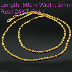 European Man Party Gift Twisted Real 18KT Chain Necklace