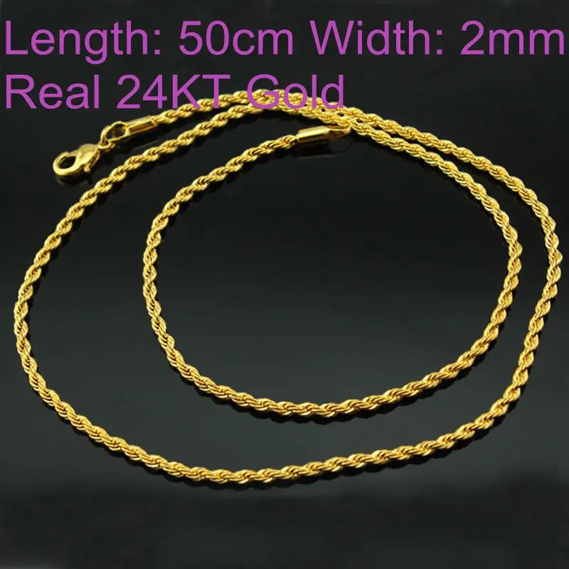 European Man Party Gift Twisted Real 18KT Chain Necklace