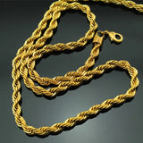 European Man Long Twisted Real 24KT Chain Necklace NL11
