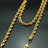 European Man Long Twisted Real 24KT Chain Necklace NL11