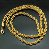 European Man Long Twisted Real 24KT Chain Necklace NL11