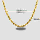 European Man Long Twisted Real 24KT Chain Necklace NL11