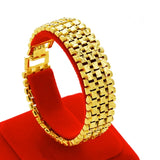 European Man Wide Heart Watch 24KT Bracelet BE273