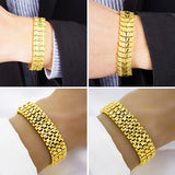 European Man Wide Heart Watch 24KT Bracelet BE273