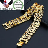 OMHXFC European Man Male Party Birthday Wedding Gift Wide Watch 24KT Bracelets