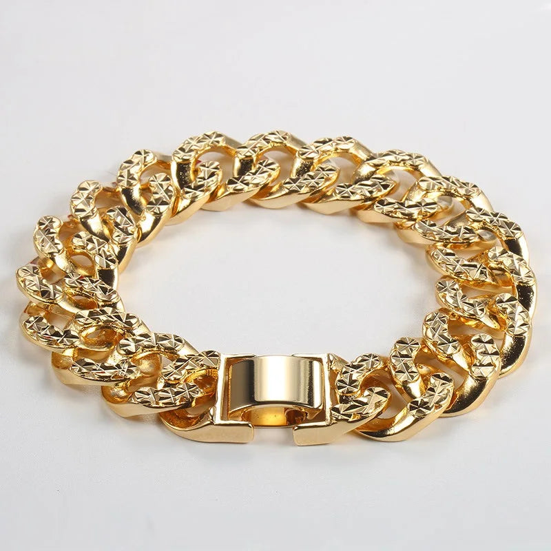 OMHXFC Vintage Punk Circles Thick Chain Bracelet ES62