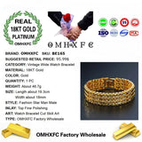 OMHXFC Vintage Wide Watch Chain 18KT Bracelets BE165
