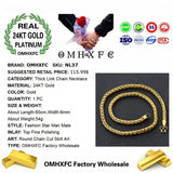OMHXFC European Man Male Party Wedding Gift Long Link 24KT Chain Necklace