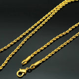 Real 24KT Gold Twisted Chain Necklace for Men