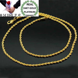 Real 24KT Gold Twisted Chain Necklace for Men
