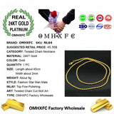 Real 24KT Gold Twisted Chain Necklace for Men