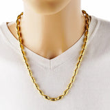 OMHXFC European Man Wedding Gift Beads Cylinder 24KT Chain Necklace NL34