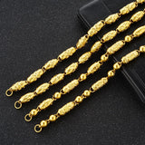 OMHXFC European Man Wedding Gift Beads Cylinder 24KT Chain Necklace NL34