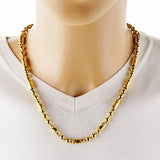 OMHXFC European Man Wedding Gift Beads Cylinder 24KT Chain Necklace NL34
