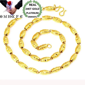 OMHXFC 24KT Olive Real 4 5 6mm Chain Necklace, European Man Party Wedding Gift