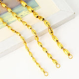 OMHXFC 24KT Olive Real 4 5 6mm Chain Necklace, European Man Party Wedding Gift