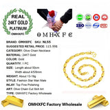 OMHXFC 24KT Olive Real 4 5 6mm Chain Necklace, European Man Party Wedding Gift