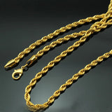 OMHXFC 24KT Chain Necklace NL65 Long Wide Twisted Real 4mm