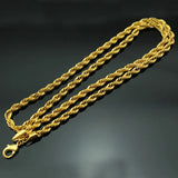 OMHXFC 24KT Chain Necklace NL65 Long Wide Twisted Real 4mm