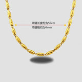 European Man Party Wedding Gift Wide 5mm Hollow Olive Real 24KT Chain Necklace