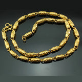 European Man Party Wedding Gift Wide 5mm Hollow Olive Real 24KT Chain Necklace