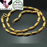 European Man Party Wedding Gift Wide 5mm Hollow Olive Real 24KT Chain Necklace