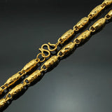 European Man Party Wedding Gift Wide 5mm Hollow Olive Real 24KT Chain Necklace