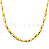 European Man Party Wedding Gift Wide 5mm Hollow Olive Real 24KT Chain Necklace