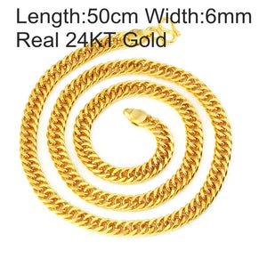 OMHXFC Real 24KT Chain Necklace NL40 - 6 8 10mm Wide
