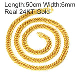 OMHXFC Real 24KT Chain Necklace NL40 - 6 8 10mm Wide