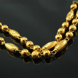OMHXFC 24KT Chain Necklace NL54 Men's Wedding Gift Olive Beads