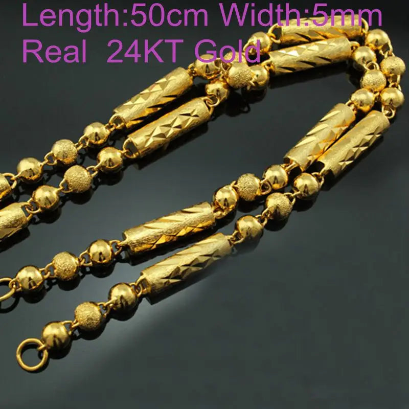 European Man Party Birthday Wedding Gift Beads Cylinder Chain Necklace