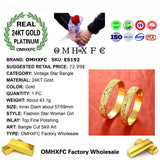 OMHXFC Vintage Dragon Phoenix Wide 24KT Bracelet Bangle ES192