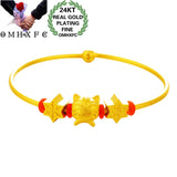 European Woman Bride Mother Party Tiger Star Bead 24KT Bracelet Bangle