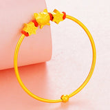 European Woman Bride Mother Party Tiger Star Bead 24KT Bracelet Bangle