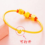 European Woman Bride Mother Party Tiger Star Bead 24KT Bracelet Bangle